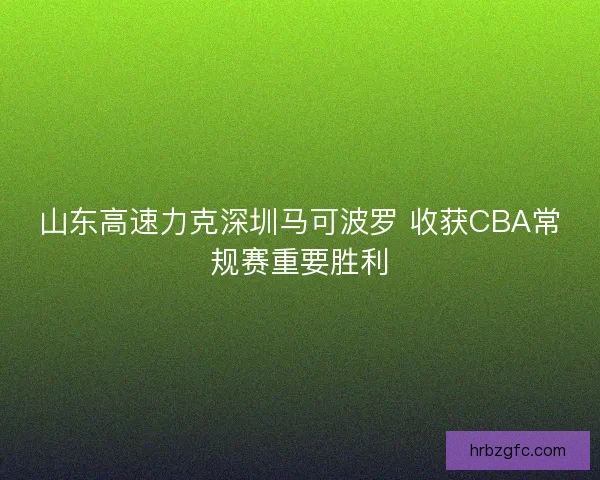 山东高速力克深圳马可波罗 收获CBA常规赛重要胜利 山东高速力克深圳马可波罗 收获CBA常规赛重要胜利